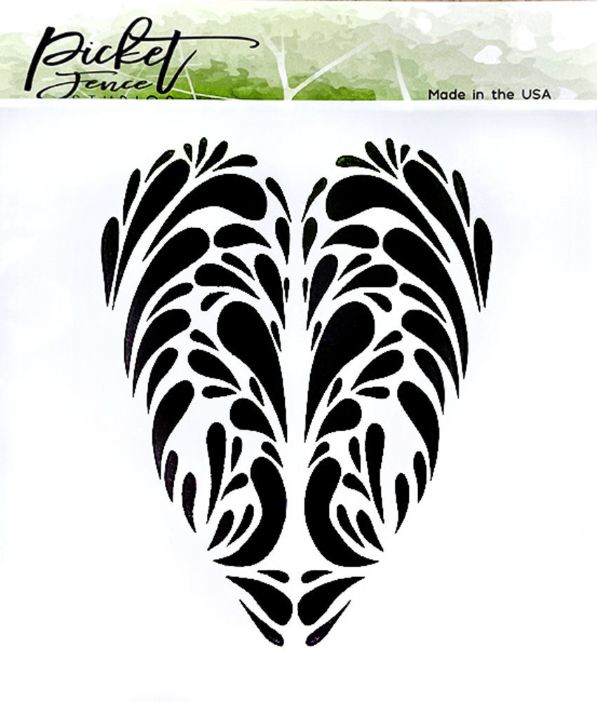 Picket Fence Studios Swirly Heart 6x6 Inch Stencil (SC-307) (OUTLET)