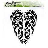 Picket Fence Studios Swirly Heart 6x6 Inch Stencil (SC-307) (OUTLET)