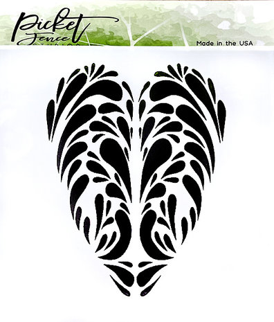 Picket Fence Studios Swirly Heart 6x6 Inch Stencil (SC-307) (OUTLET)