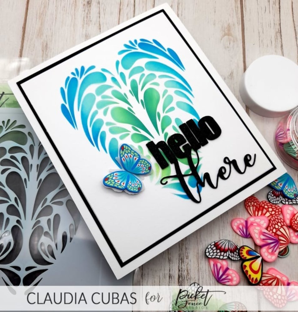 Picket Fence Studios Swirly Heart 6x6 Inch Stencil (SC-307) (OUTLET)