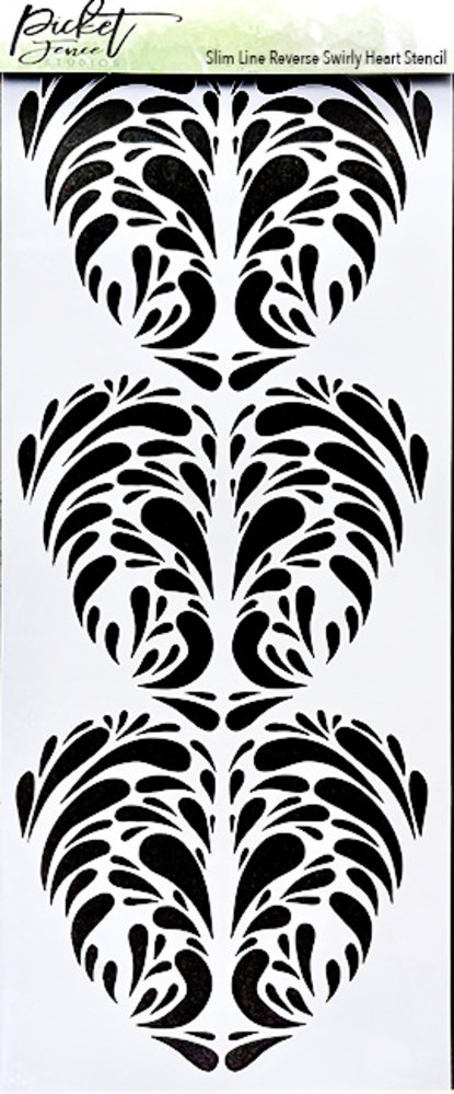 Picket Fence Studios Slim Line Reverse Swirly Heart 4x10 Inch Stencil (SC-306) (OUTLET) Picket Fence Studios Slim Line Reverse Swirly Heart 4x10 Inch Stencil (SC-306) (OUTLET)