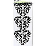 Picket Fence Studios Slim Line Reverse Swirly Heart 4x10 Inch Stencil (SC-306) (OUTLET)