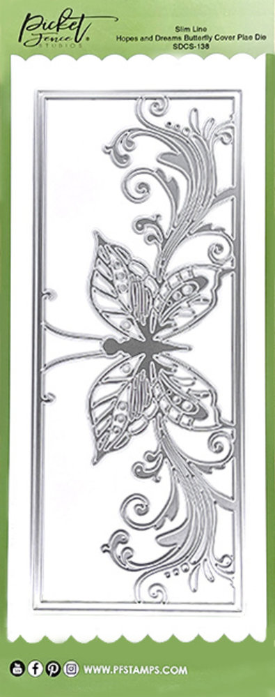 Picket Fence Studios Slim Line Hopes and Dreams Butterfly 4x10 Inch Cover Plate Dies (SDCS-138) (OUTLET) Picket Fence Studios Slim Line Hopes and Dreams Butterfly 4x10 Inch Cover Plate Dies (SDCS-138) (OUTLET)