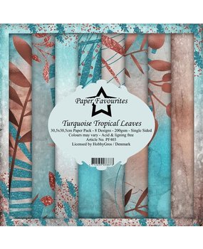 Paper Favourites Turquoise Tropical Leaves 12x12 Inch Paper Pack (PF403) (DISCONTINUED)