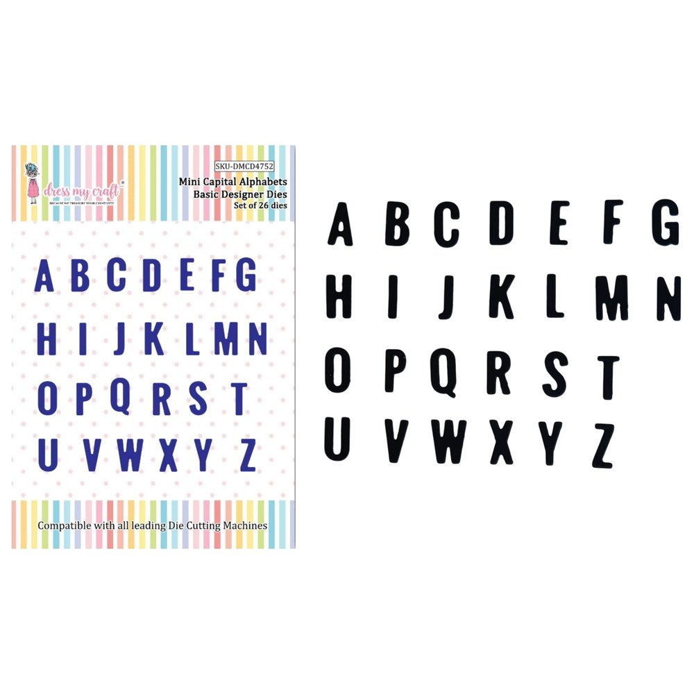 Dress My Craft Cutting Die Basic Designer Mini Capital Alphabets (DMCD4752) (OUTLET)