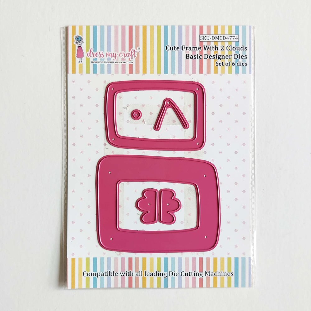 Dress My Craft Cutting Die Basic Designer Cute Frame With 2 Clouds (DMCD4774) (OUTLET)