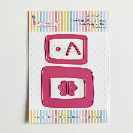 Dress My Craft Cutting Die Basic Designer Cute Frame With 2 Clouds (DMCD4774) (OUTLET)
