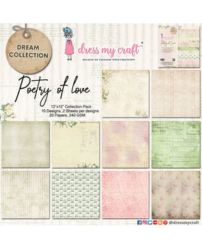 Dress My Craft Poetry of Love 12x12 Inch Paper Pad (DMCP5204) (OUTLET)
