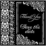 Stamperia Thick Stencil 18x18cm You and Me Thank You Save the Date (KSTDQ67) (DISCONTINUED)