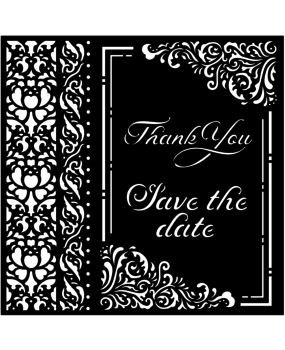 Stamperia Thick Stencil 18x18cm You and Me Thank You Save the Date (KSTDQ67) (DISCONTINUED)