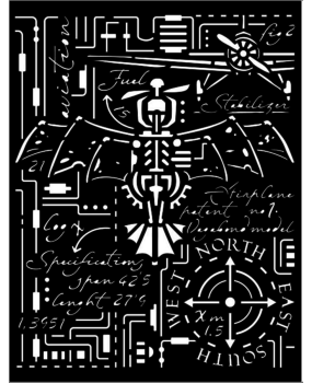 Stamperia Thick Stencil 20x25cm Sir Vagabond Aviator Airplane (KSTD105) (DISCONTINUED)