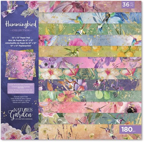 Crafter's Companion Hummingbird 12x12 Inch Paper Pad (NG-HB-PAD6) (OUTLET)