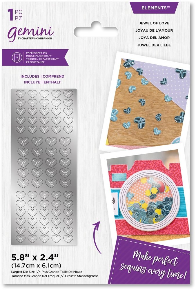 Gemini Sequin Jewel of Love Elements Dies (GEM-MD-ELE-JELO) (DISCONTINUED)