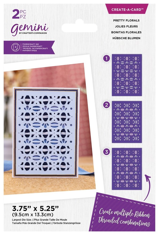 Gemini Ribbon Threading Pretty Florals Create-a-Card Dies (GEM-MD-CAD-PREF) (DISCONTINUED)