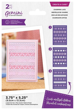 Gemini Ribbon Threading Charming Lace Create-a-Card Dies (GEM-MD-CAD-CHLA) (DISCONTINUED)