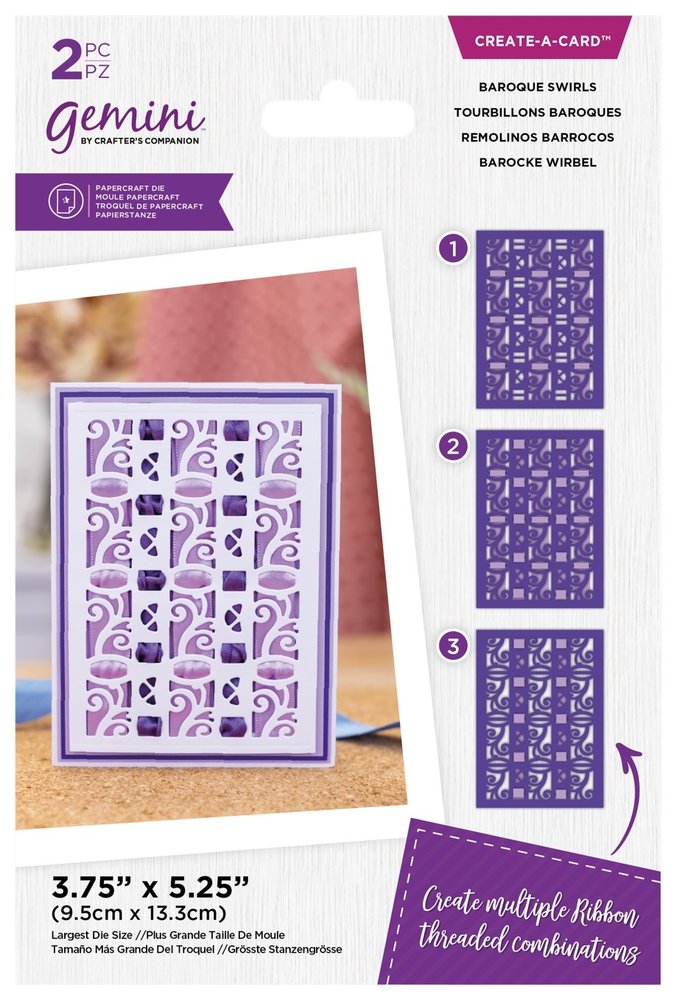 Gemini Ribbon Threading Baroque Swirls Create-a-Card Dies (GEM-MD-CAD-BASW) (DISCONTINUED)