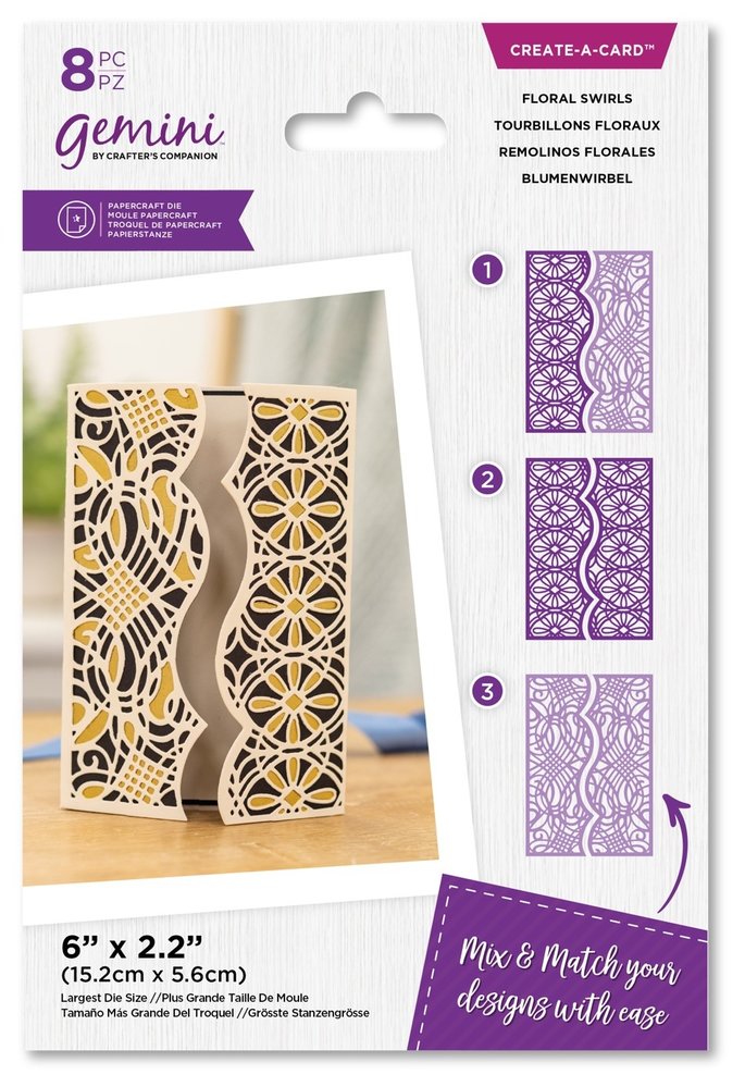 Gemini Decorative Gatefold Floral Swirls Create-a-Card Dies (GEM-MD-CAD-DGC-FSW) (DISCONTINUED)