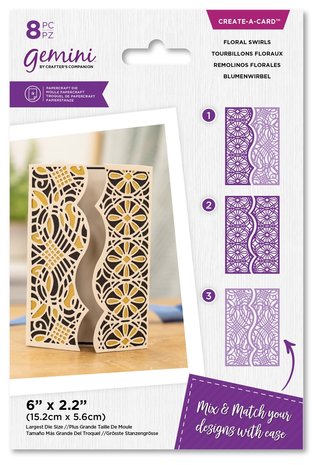 Gemini Decorative Gatefold Floral Swirls Create-a-Card Dies (GEM-MD-CAD-DGC-FSW) (DISCONTINUED)