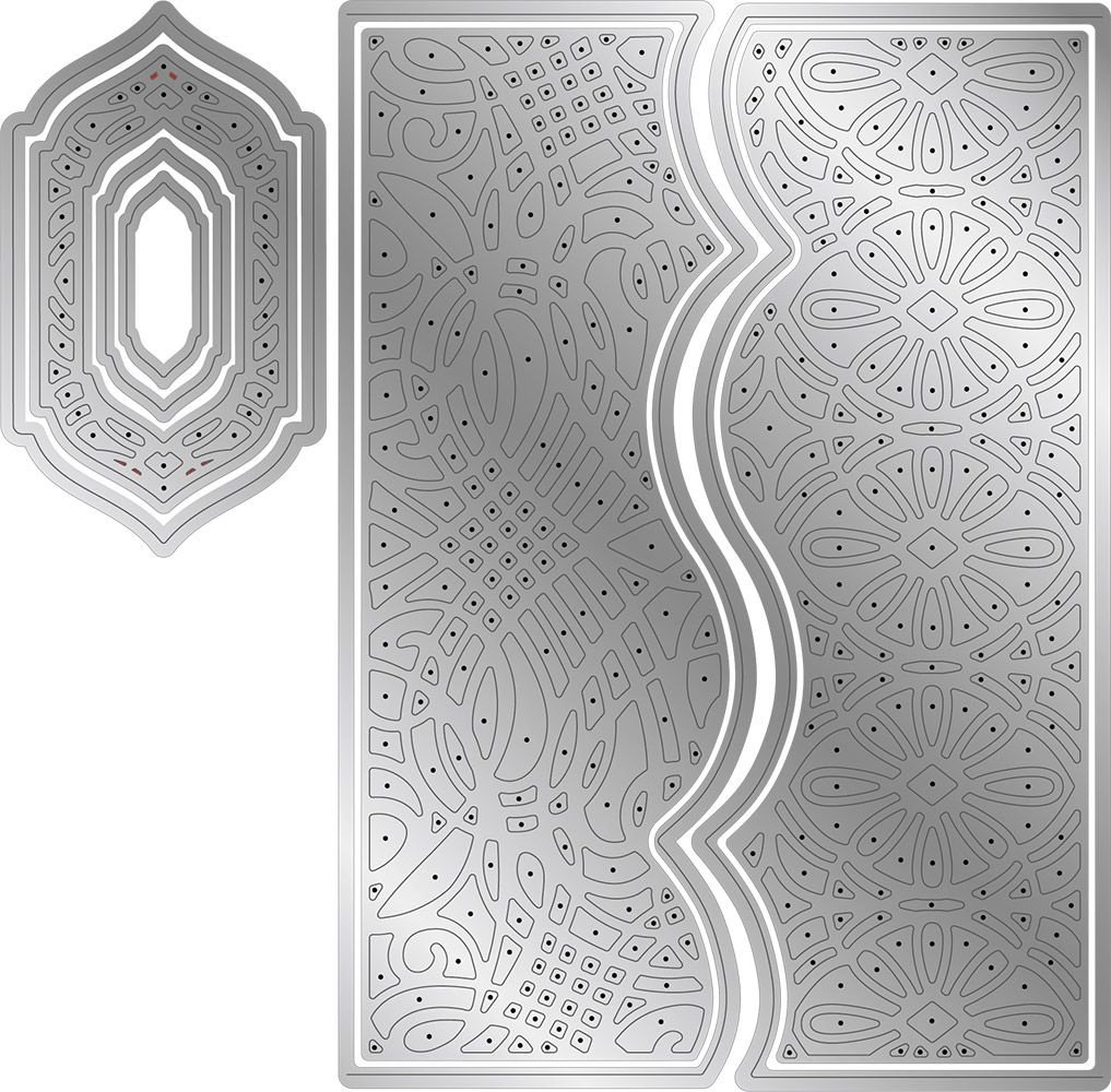 Gemini Decorative Gatefold Floral Swirls Create-a-Card Dies (GEM-MD-CAD-DGC-FSW) (DISCONTINUED)
