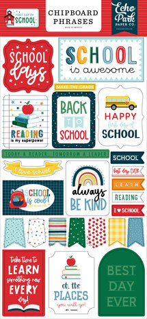 Echo Park First Day Of School Chipboard Phrases (FDS276022) (DISCONTINUED)