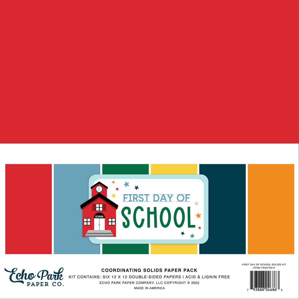 Echo Park First Day Of School 12x12 Inch Coordinating Solids Paper Pack (FDS276015) (DISCONTINUED) Echo Park First Day Of School 12x12 Inch Coordinating Solids Paper Pack (FDS276015) (DISCONTINUED)