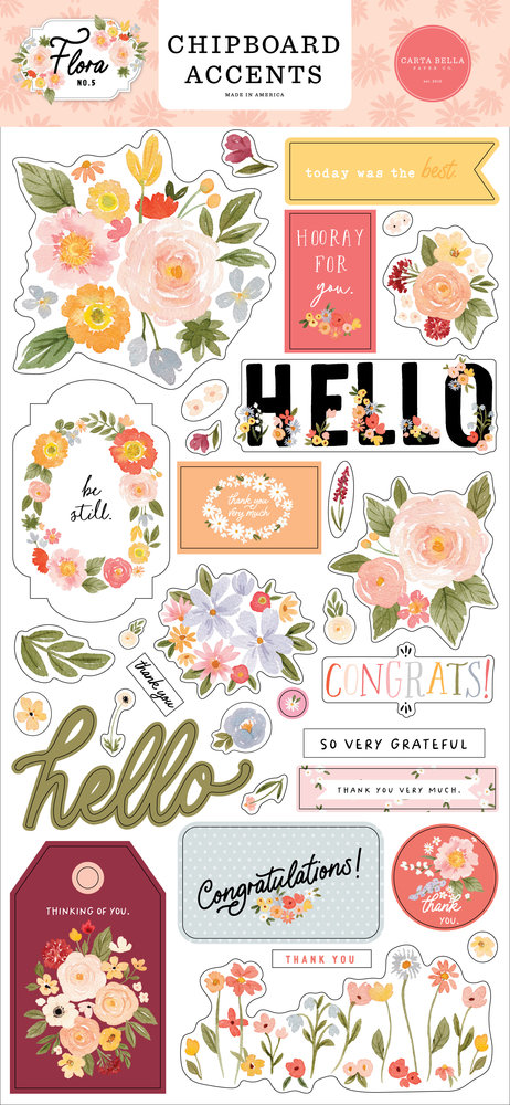 Carta Bella Flora No.5 Chipboard Accents (CBFLON152021) (OUTLET)