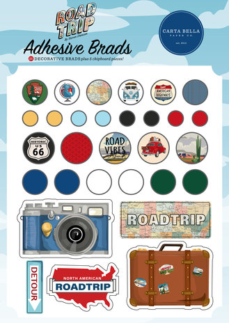 Carta Bella Road Trip Adhesive Brads (CBRT151020) (OUTLET)