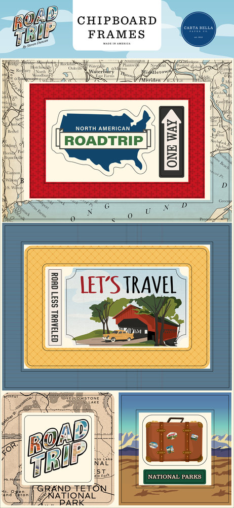 Carta Bella Road Trip Chipboard Frames (CBRT151065) (OUTLET)