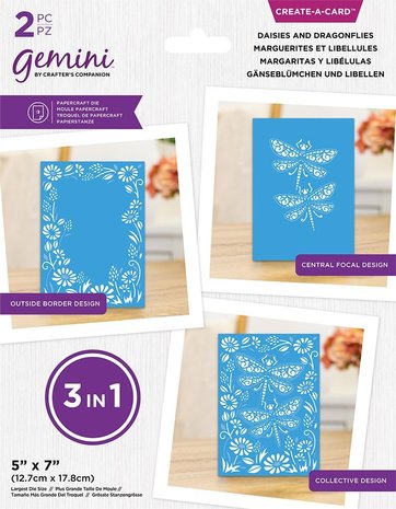 Gemini 3-in-1 Daisies & Dragonflies Create-a-Card Dies (GEM-MD-CAD-DAIS) (DISCONTINUED) Gemini 3-in-1 Daisies & Dragonflies Create-a-Card Dies (GEM-MD-CAD-DAIS) (DISCONTINUED)