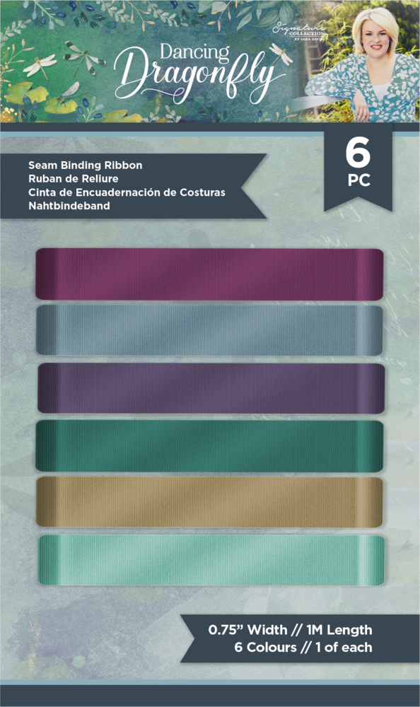 Crafter's Companion Dancing Dragonfly Seam Binding Ribbon (6pcs) (S-DDF-SBRIB) (OUTLET)