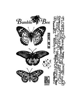 Crafty Individuals Butterflies and Bees Unmounted Rubber Stamps (CI-597) (OUTLET)