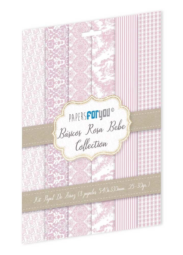 Papers For You Basicos Rosa Bebe Rice Paper Kit (8 pcs) (PFY-10169) (DISCONTINUED)