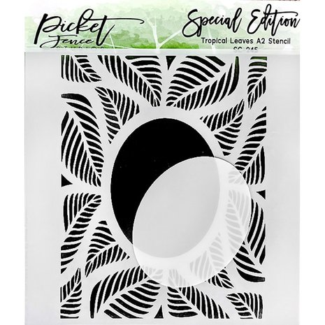 Picket Fence Studios Tropical Leaves 6x6 Inch Stencil (SC-245) (OUTLET)