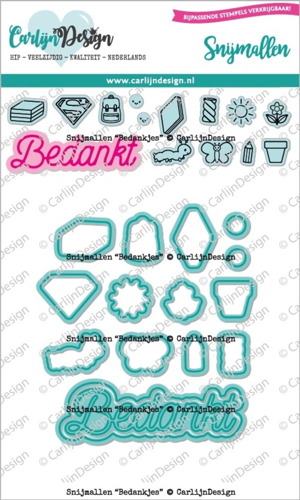 CarlijnDesign Snijmallen Bedankjes (CDSN-0162) (OUTLET)