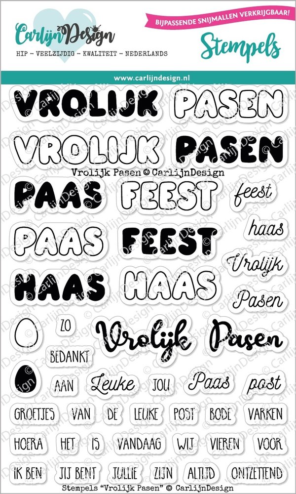 CarlijnDesign Clear Stamps Vrolijk Pasen (CDST-0060) (DISCONTINUED)