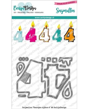 CarlijnDesign Snijmallen Kaarsjes Cijfers 4 (CDSN-0119) (DISCONTINUED)