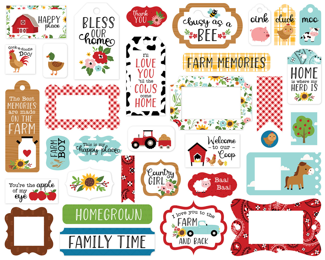 Echo Park Fun On The Farm Frames & Tags (FF280025) (DISCONTINUED) Echo Park Fun On The Farm Frames & Tags (FF280025) (DISCONTINUED)