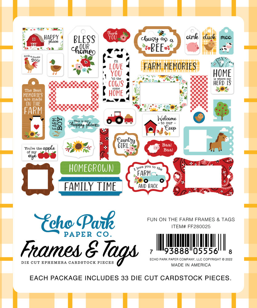 Echo Park Fun On The Farm Frames & Tags (FF280025) (DISCONTINUED) Echo Park Fun On The Farm Frames & Tags (FF280025) (DISCONTINUED)