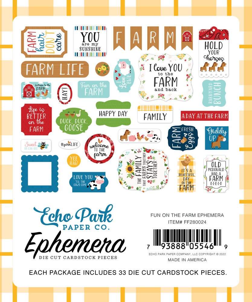 Echo Park Fun On The Farm Ephemera (FF280024) (OUTLET)