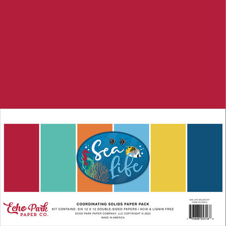 Echo Park Sea Life 12x12 Inch Coordinating Solids Paper Pack (SL279015) (DISCONTINUED)