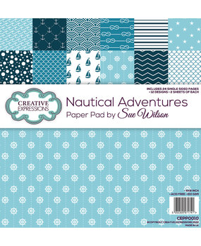 Creative Expressions Sue Wilson Paper Pad 8x8 Inch Nautical Adventures (CEPP0010) (OUTLET)