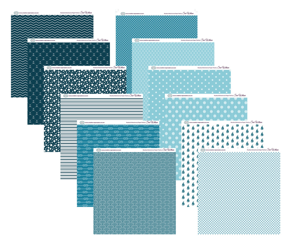 Creative Expressions Sue Wilson Paper Pad 8x8 Inch Nautical Adventures (CEPP0010) (OUTLET)