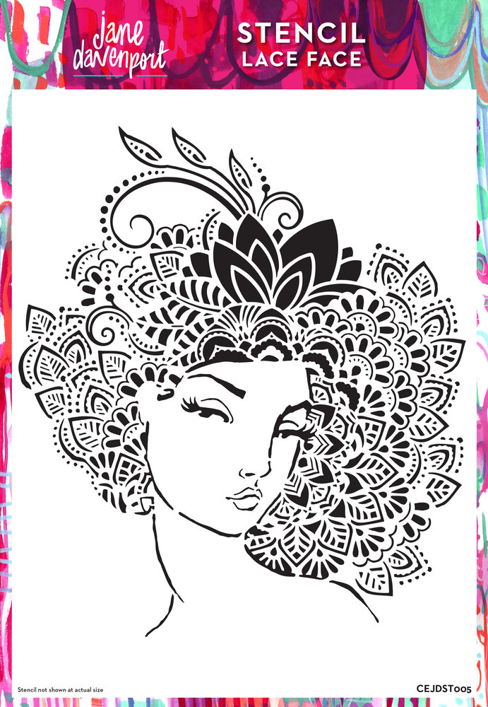 Creative Expressions Jane Davenport Stencil A4 Lace Face (CEJDST005) (OUTLET)