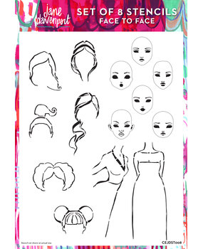 Creative Expressions Jane Davenport Stencil A4 Face to Face (8pcs) (CEJDST008) (OUTLET)