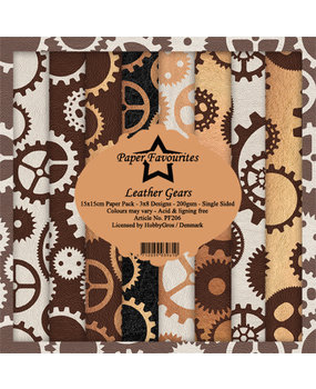 Paper Favourites Leather Gears 6x6 Inch Paper Pack (PF206) (DISCONTINUED)