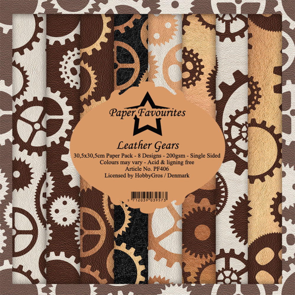 Paper Favourites Leather Gears 12x12 Inch Paper Pack (PF406) (DISCONTINUED) Paper Favourites Leather Gears 12x12 Inch Paper Pack (PF406) (DISCONTINUED)