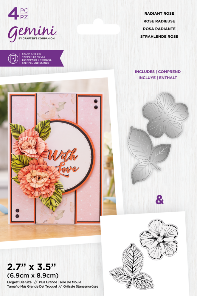 Gemini Decoupage Flower Stamp & Die Radiant Rose (GEM-STD-RADR) (DISCONTINUED)