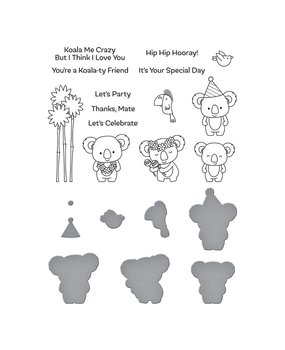 Spellbinders Playful Koalas Stamp & Die Set (SDS-173) (OUTLET)