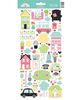Doodlebug Design My Happy Place Icons Stickers (7371) (DISCONTINUED)