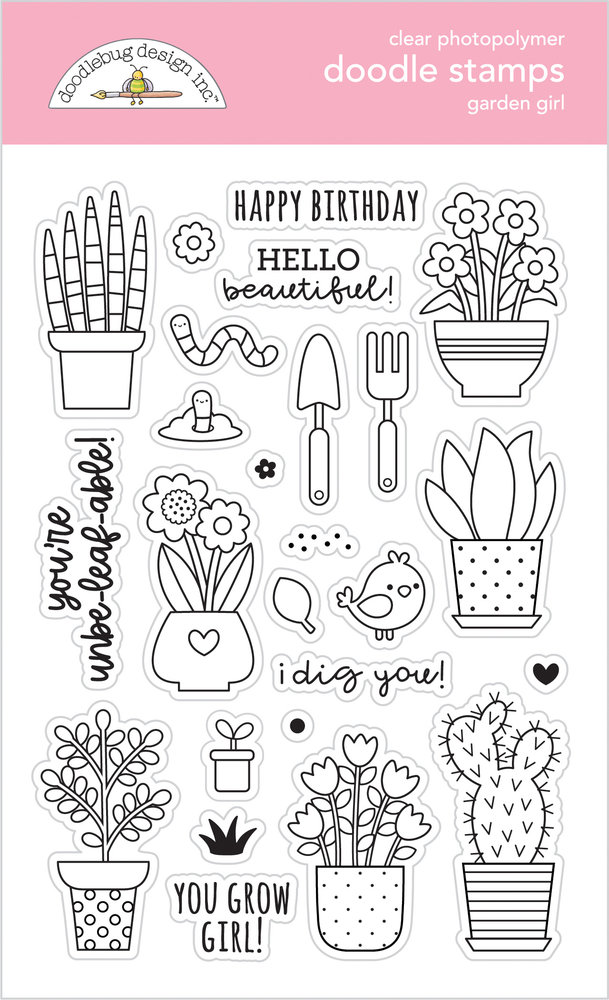 Doodlebug Design Garden Girl Doodle Stamps (7364) (OUTLET)